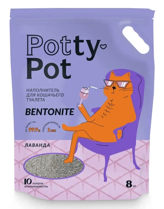 Potty-Pot Бентонитовый наполнитель Лаванда для кошек