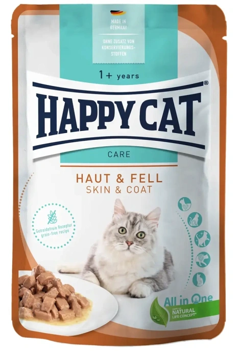 Happy Cat Care Skin & Coat Кусочки в соусе для кошек