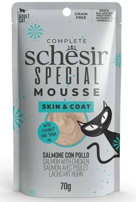 Schesir Special Skin&Coat Мусс (Лосось, курица) для кошек