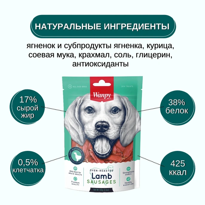 Wanpy Dog Cосиски из мяса ягненка для собак