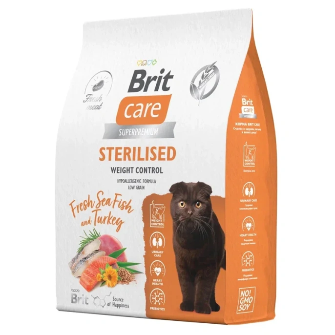 Brit Care Cat Sterilised Weight Control (Морская рыба, индейка), 7 кг