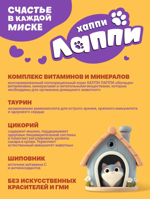 Хаппи Лаппи Пауч для кошек (Курица в соусе), 75г