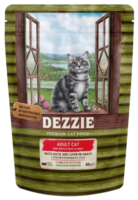 Dezzie Adult Cat Утка и печень в соусе для кошек