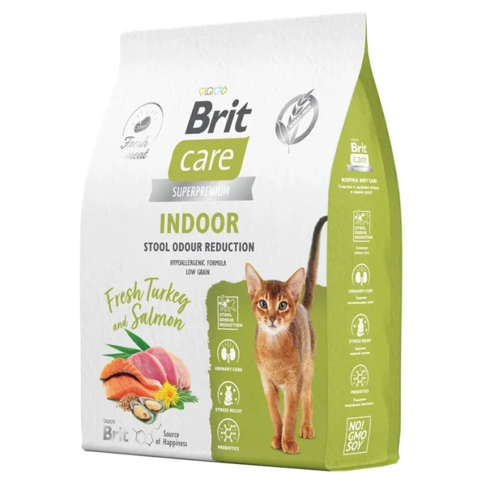 Brit Care Cat Indoor Stool Odour Reduction (Индейка, лосось), 7 кг