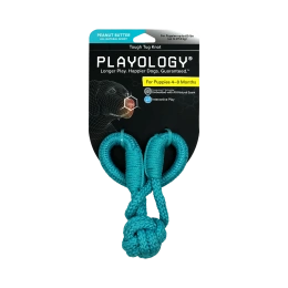 Playology Жевательный канат TOUGH TUG KNOT для щенков с ароматом арахиса, голубой
