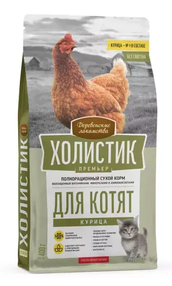 Деревенские лакомства Холистик Премьер для котят (Курица), 400 г
