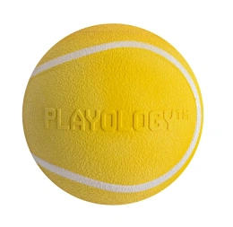 Playology Жевательный мяч SQUEAKY CHEW BALL с ароматом курицы, желтый для собак