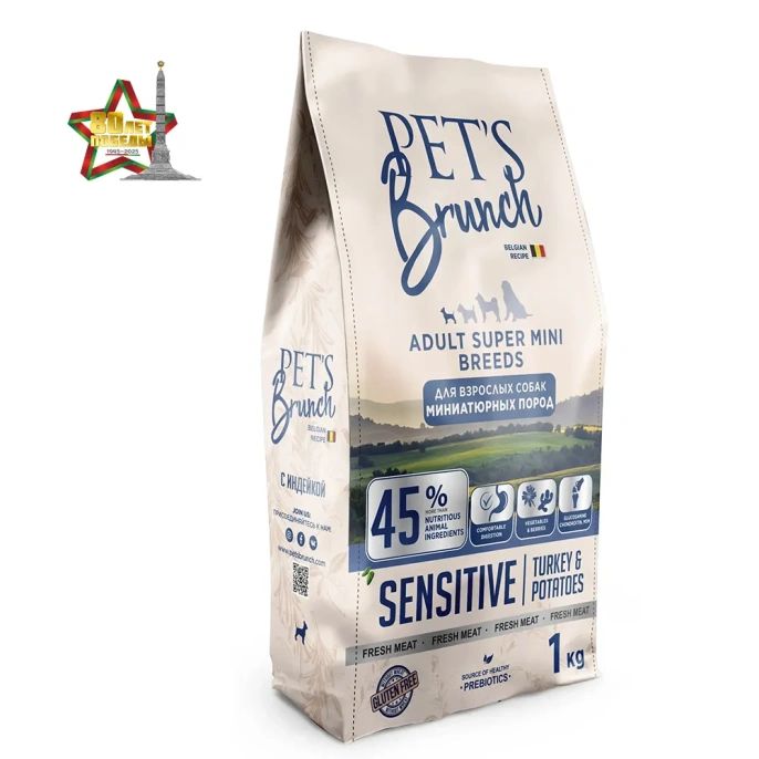 Pet's Brunch Adult Super Mini Breeds Sensitive (Индейка и картофель), 1 кг