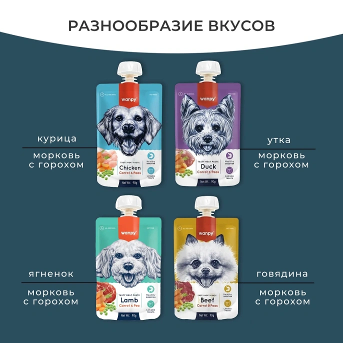 Wanpy Dog Мясное пюре из курицы для собак