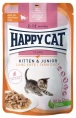 Happy Cat Kitten & Junior Кусочки в соусе (Утка) для кошек