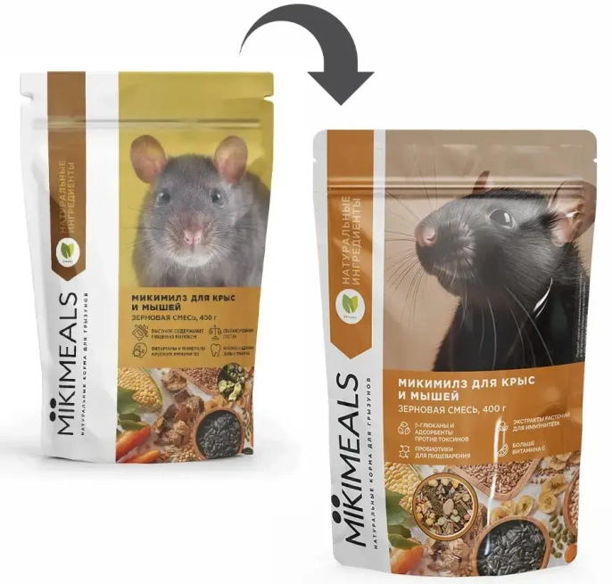 MIKIMEALS Корм для для крыс и мышей, 400 г