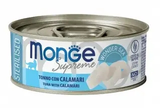 Monge Supreme Sterilised Консервы из тунца с кальмаром для кошек