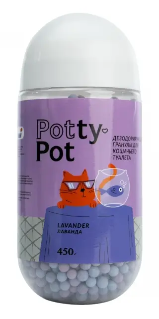 Potty-Pot Дезодорирующие гранулы Лаванда для кошек