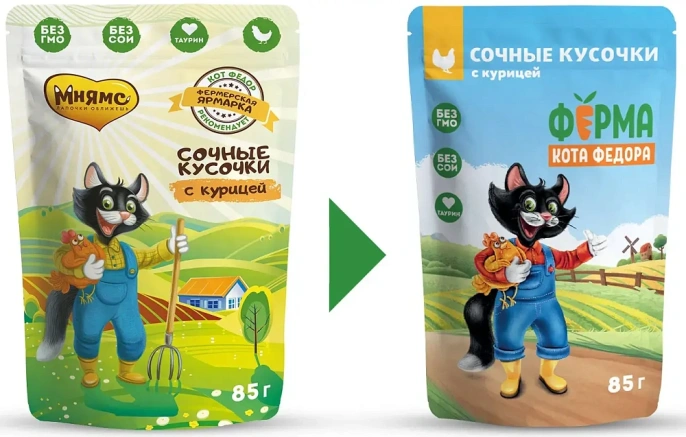 Ферма кота Федора сочные кусочки с курицей для кошек