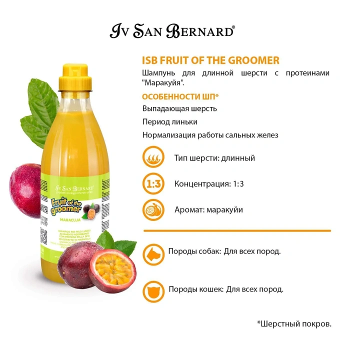 Iv San Bernard Шампунь Fruit of the Groomer Maracuja для собак для кошек