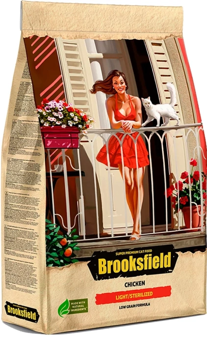 Brooksfield Low Grain Adult Cat Light/Sterilized (Курица), 400 г