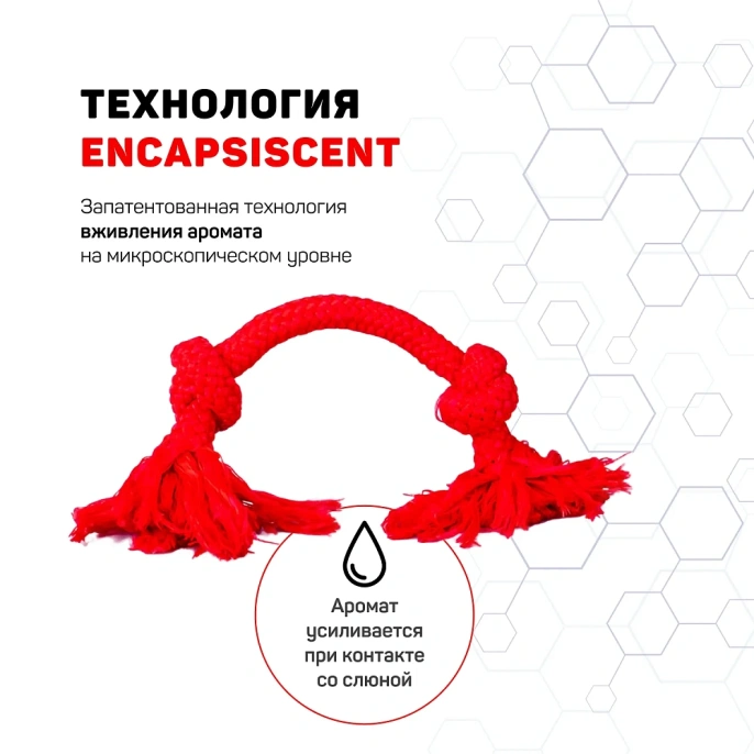 Playology Жевательный канат DRI-TECH ROPE с ароматом говядины, красный для собак