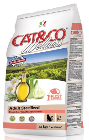 Cat&co Wellness Adult Sterilized (Рыба и рис)