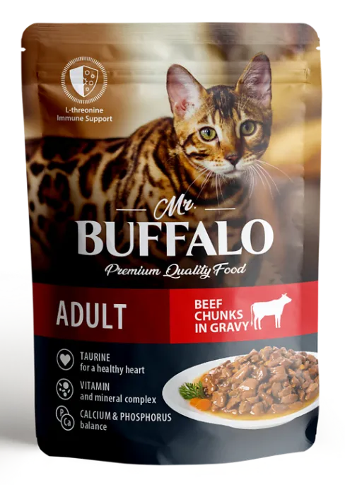 Mr. Buffalo Cat Adult (Говядина в соусе) для кошек