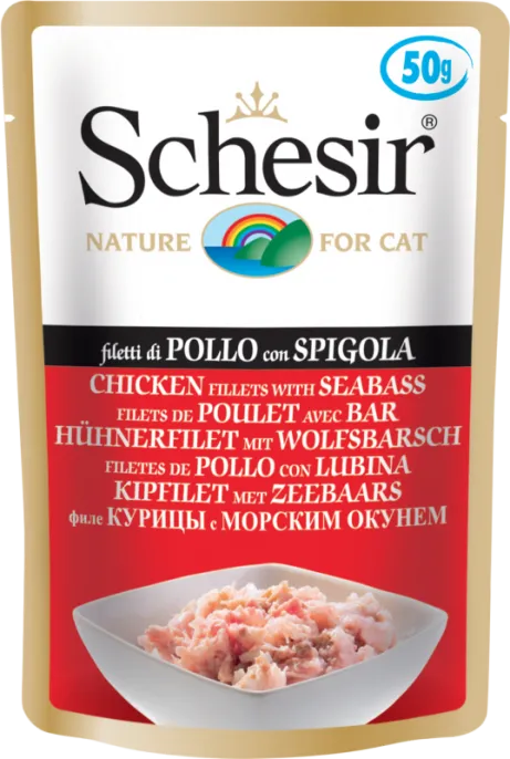 Schesir Chicken Seabass (Цыпленок, окунь) 50гр для кошек