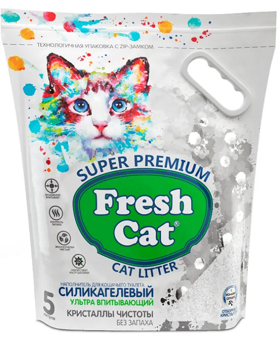 Fresh Cat Силикагелевый наполнитель Кристаллы чистоты для кошек