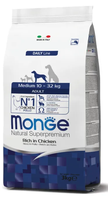 Monge Dog Daily Medium Adult (Курица, рис), 12 кг