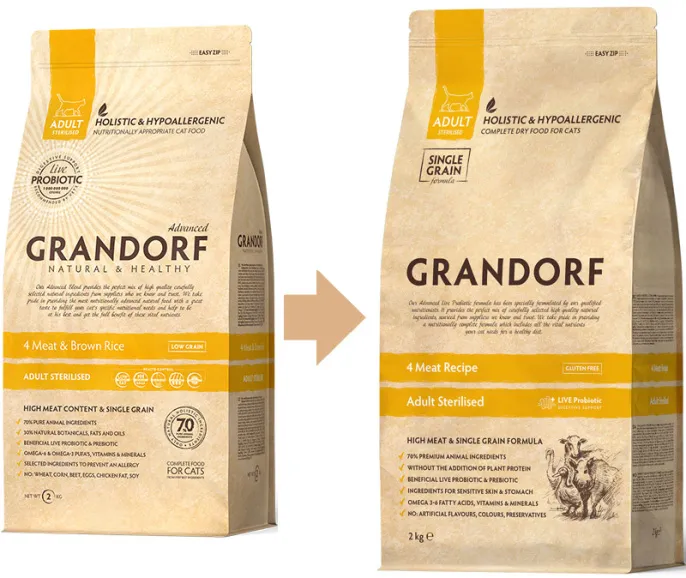 Grandorf Probiotics Adult Sterilized (4 вида мяса), 400 г