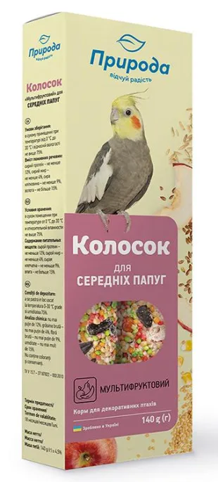 Природа Колосок Мультифрукт для средних попугаев для птиц