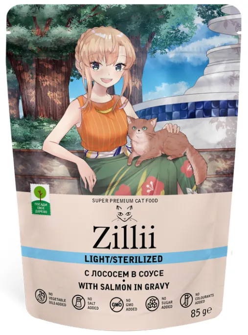 ZILLII Sterilized & Light Cat (Лосось в соусе) для кошек