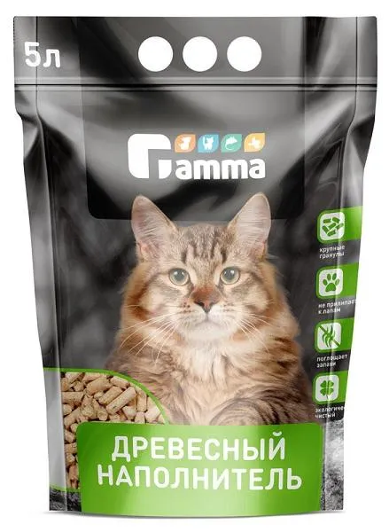 Гамма Наполнитель впитывающий древесный (крупный) для кошек