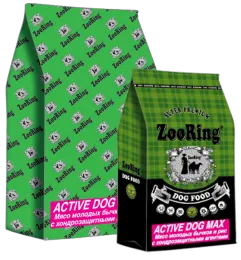 ZooRing Adult Active Dog Max (Молодой бычок, рис)
