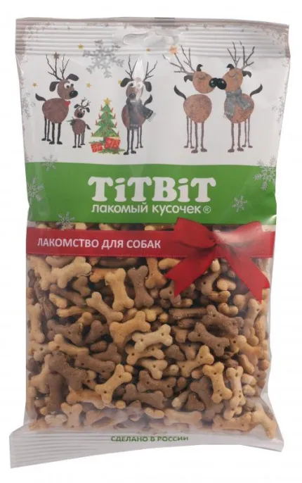 ТИТБИТ Бисквиты Мясные косточки мини для собак (Новогодняя коллекция)