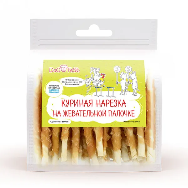 Dog Fest Куриная нарезка на жевательной палочке для собак