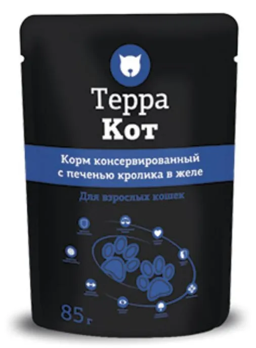 Паучи "Терра Кот" для кошек, печень кролика в желе