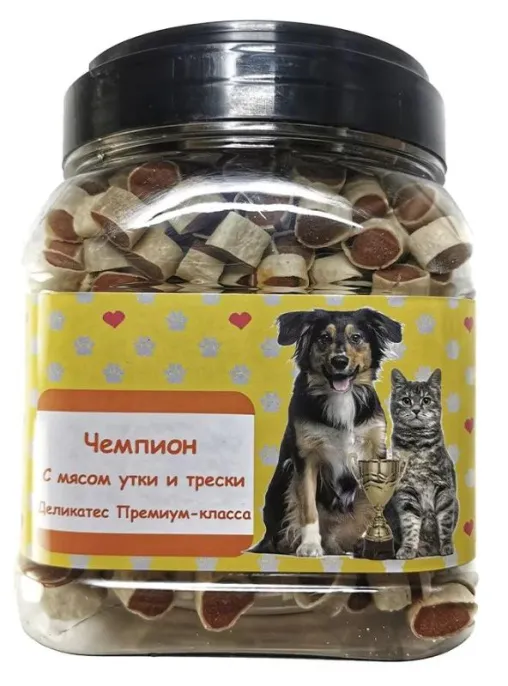 O'dog Чемпион Мясо утки и трески для собак для кошек