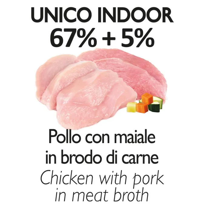 Unica Natura UNICO INDOOR Куриное филе со свининой для кошек