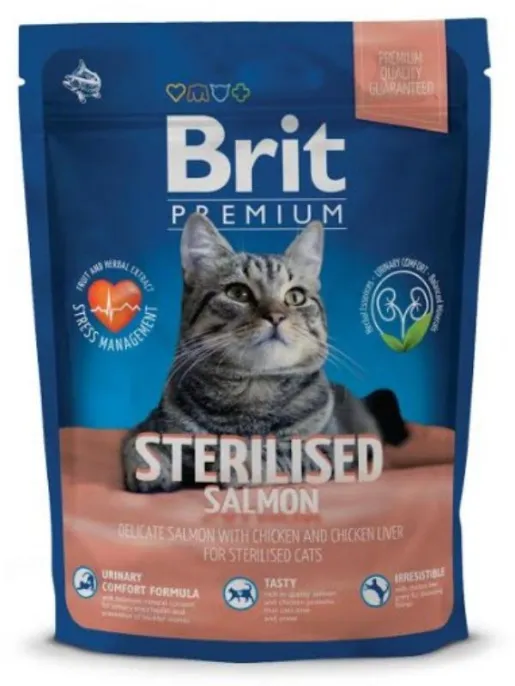 Корм Brit Premium Cat Sterilised (Лосось) для кошек, 1,5 кг