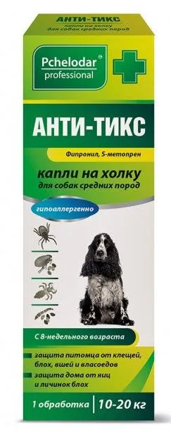 Pchelodar АНТИ-ТИКС капли на холку для собак средних пород для питомцев
