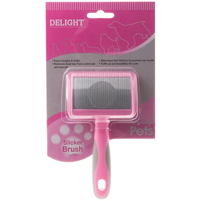 DeLIGHT ROSE Пуходерка пластик мягкий корд для собак для кошек