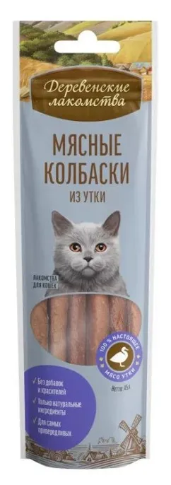 Деревенские лакомства Мясные колбаски из утки для кошек