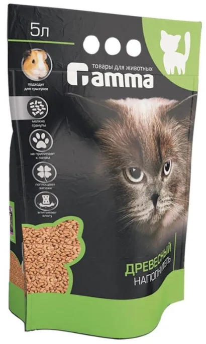 Гамма Наполнитель впитывающий древесный (мелкий) для кошек