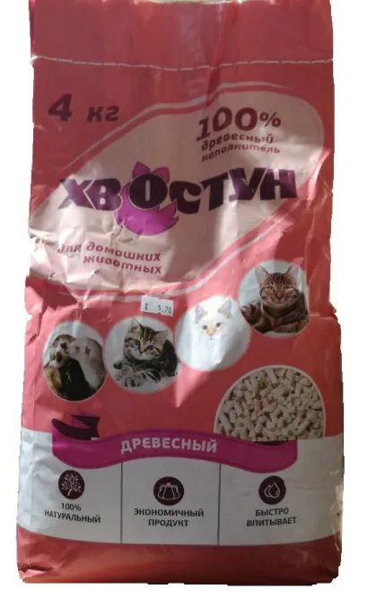 Наполнитель "ХВОСТУН" древесный для кошек