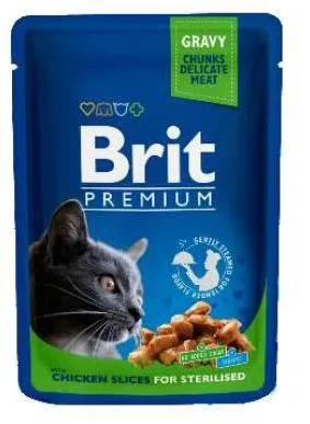 Brit Premium Cat Pouches Chicken Slices for Sterilised для кошек