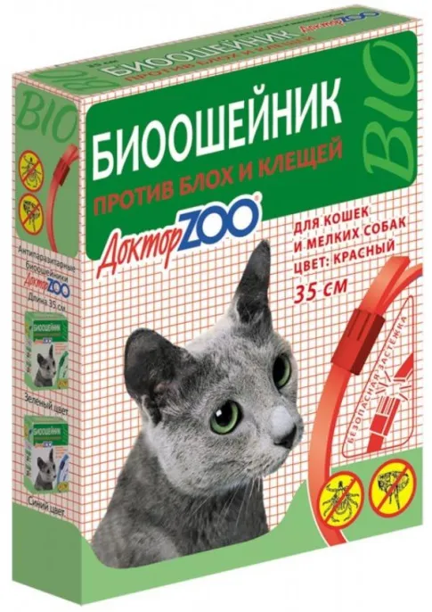 БИОошейник Доктор ZOO от блох и клещей, 35 см для собак для кошек
