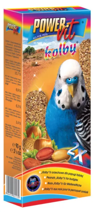 Power Vit Kolby с орехами для волнистых попугаев, 90 г для птиц