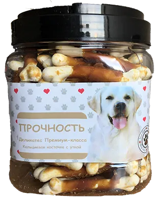 O'dog Прочность - Кальциевая косточка с уткой для собак