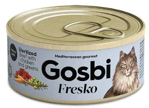 Gosbi Fresko Sterilized (Говядина, курица, зелень) для кошек