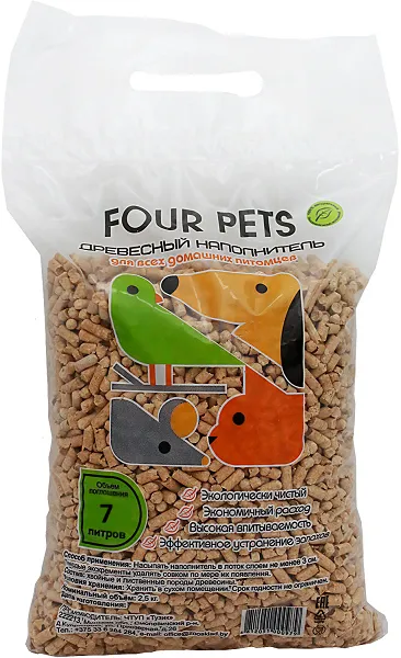 FOUR PETS древесный наполнитель для кошек