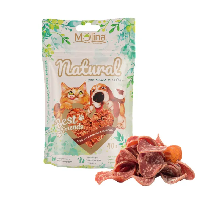 Molina Чипсы с ягненком и треской для собак для кошек
