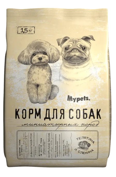 Mypets для собак миниатюрных пород (Телятина, оленина), 1,5 кг